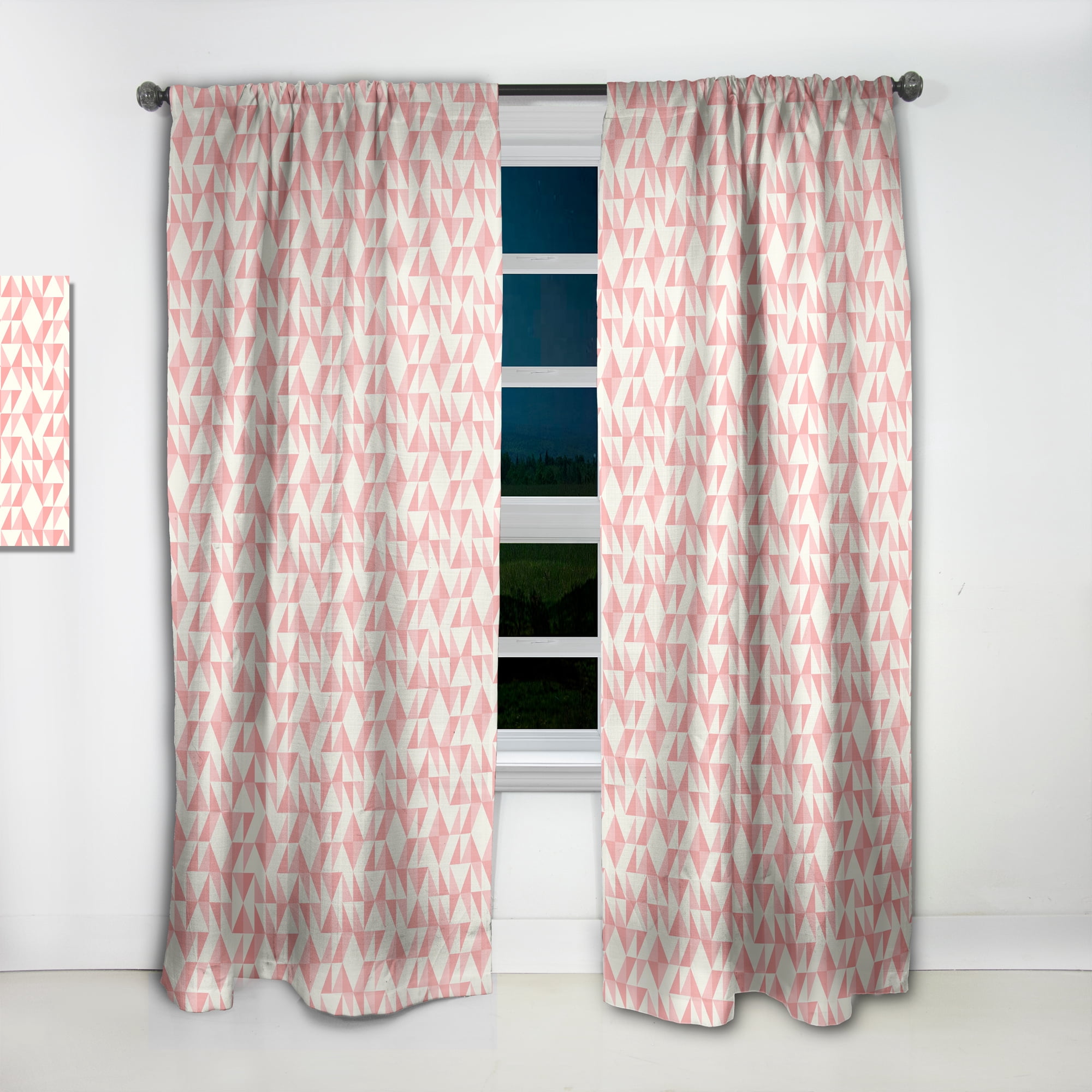 Designart 'Abstract Patchwork Quilting, Geometric Pattern' Mid-Century Modern Curtain Panel