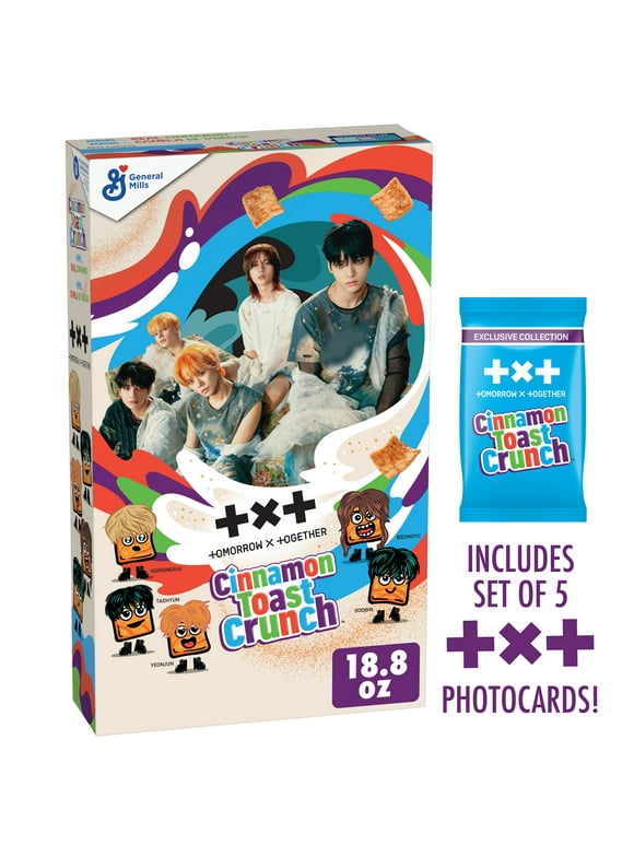 Cinnamon Toast Crunch and TXT Photocard Cereal Box, Walmart Online Exclusive, 18.8 oz
