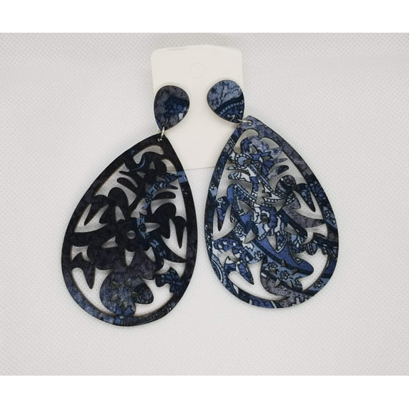 Floral Print Wooden Earrings