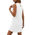 thumbnail image 6 of ClodeEU Women's Round Neck Sleeveless A-Line Mini Dress,Casual Loose Fit Sundress White,Women's Plus XXL, 6 of 8