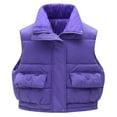 thumbnail image 4 of Wuxian Unisex Big Girls Winter Vest Padded Sleeveless Zipper Up Jacket With Front Pocket Turndown Collar Waistcoat For Teens Winter Thickened Warm Outwear Coat,11-12 Years, 4 of 4