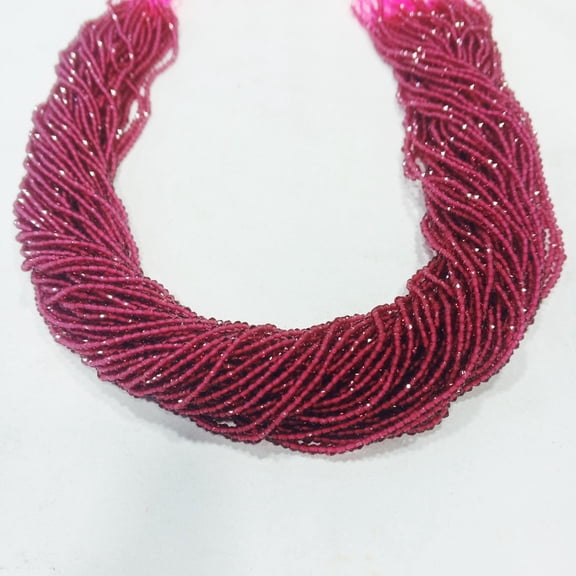 ROYALGEMSTONE Ruby Seed Beads, 2 mm Healing Ruby Faceted Beaded Strand for Jewelry Pink Beads