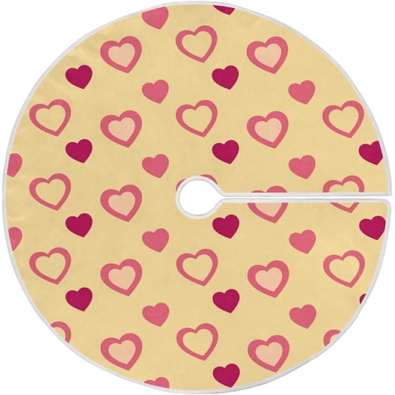 FMSHPON Valentine's Day Cute Love Heart Xmas Christmas Tree Skirt Stand Mat for Holiday Party Decoration Indoor Outdoor 48 inches
