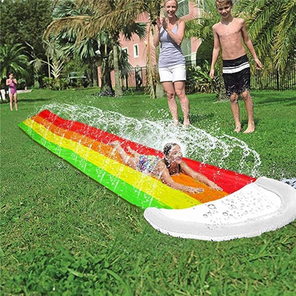 Yocqbm Double Surf Water Spray Toy Slider Water Slide Water Slip and Slide Inflatable Crash Pad Water Slide Racing Slip Slide Mat Kids Adults Outdoor Game 480140cm
