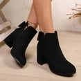 thumbnail image 3 of Womens Suede Ankle Boots Trendy Zipper Block Heel Fall Booties Casual Business Dressy Work Boots, 3 of 7