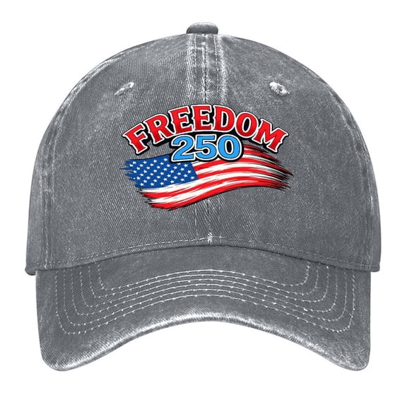 Vintage Washed Baseball Cap for Men and Women, Adjustable Low Profile Dad Hat, Cotton Curved Brim Casual Outdoor Hat,Freedom 250th Flag
