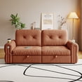 thumbnail image 2 of 77" Queen Size Sofa Bed, Loveseat Sleeper Sofa with Pull Out Bed and USB, 2 Seater Convertible Small Couch for Living Room Bedroom Apartment (Brown, Chenille), 2 of 7