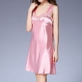 thumbnail image 3 of Lu's Chic Women's Sleeveless Chemise Nightgown Satin Lingerie Shelf Bra Full Slip Tank Sexy Negligee Sleepwear Pleated Nighty Lace Silk Nightdress A Line V Neck Summer Sleep Dress Mini Pink Large, 3 of 5