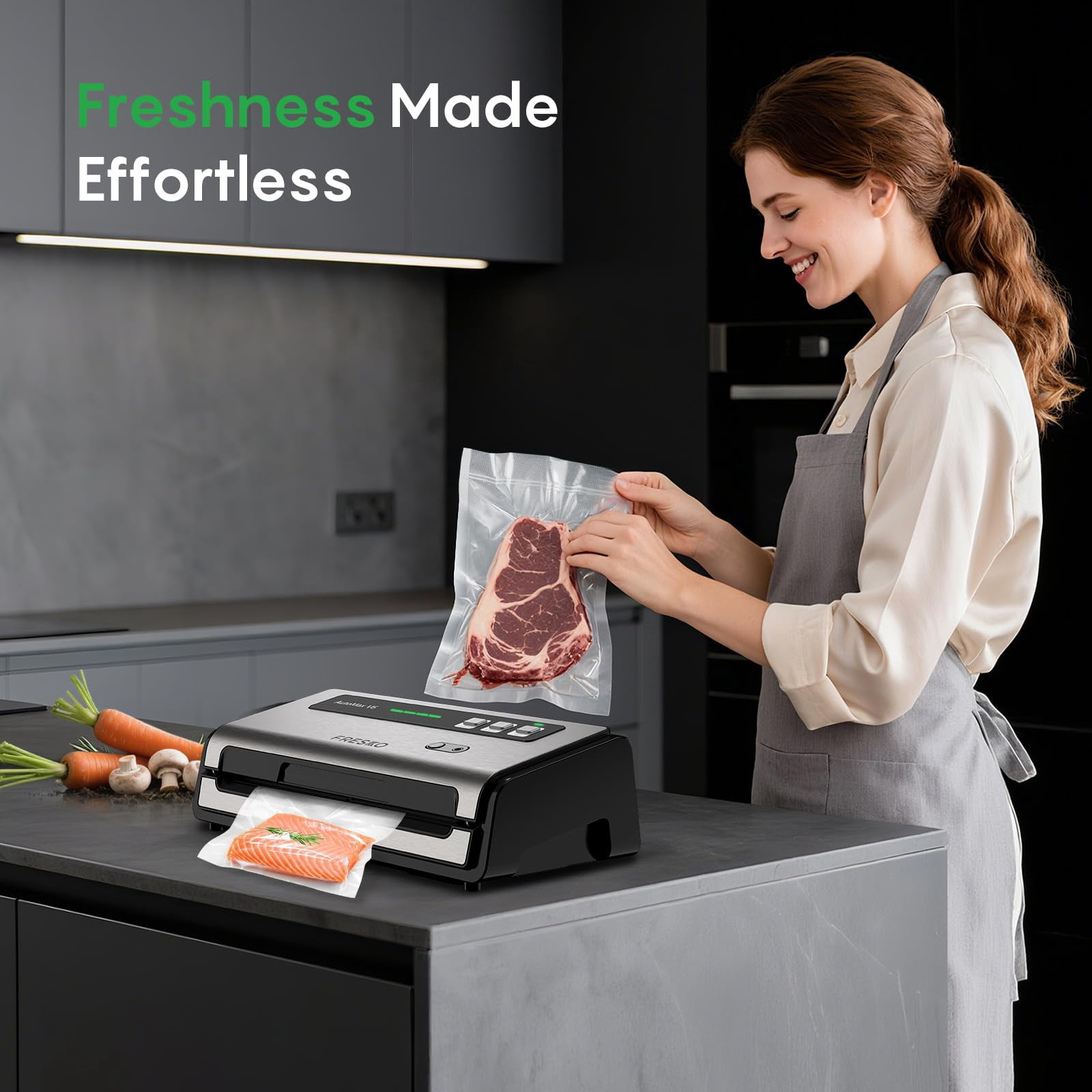 Food Vacuum Sealer Silver Large with Automatic Bag Detection