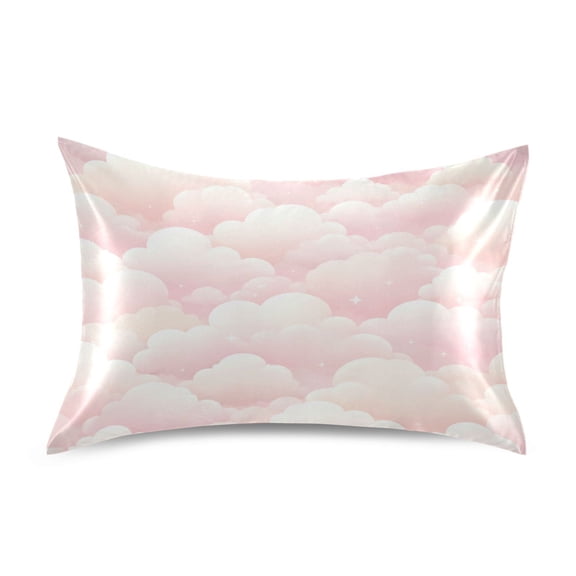Satin Pillow Case Envelope Pillow Covers Standard Size Soft Pillow Cases for Bedroom, Clouds Printed