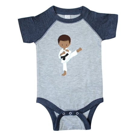 

Inktastic African American Boy Karate Pose Black Belt Gift Baby Boy Bodysuit