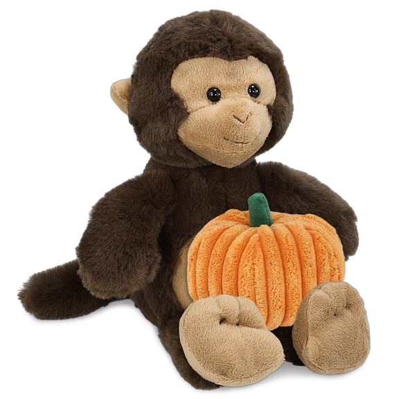 DolliBu Super Soft Brown Monkey Stuffed Animal with Cute Pumpkin Decor – Cute Pumpkin Plush Monkey Animal for Fall, Halloween and Thanksgiving, Pumpkin Toy for Baby, Kids, Adults – 9 Inches