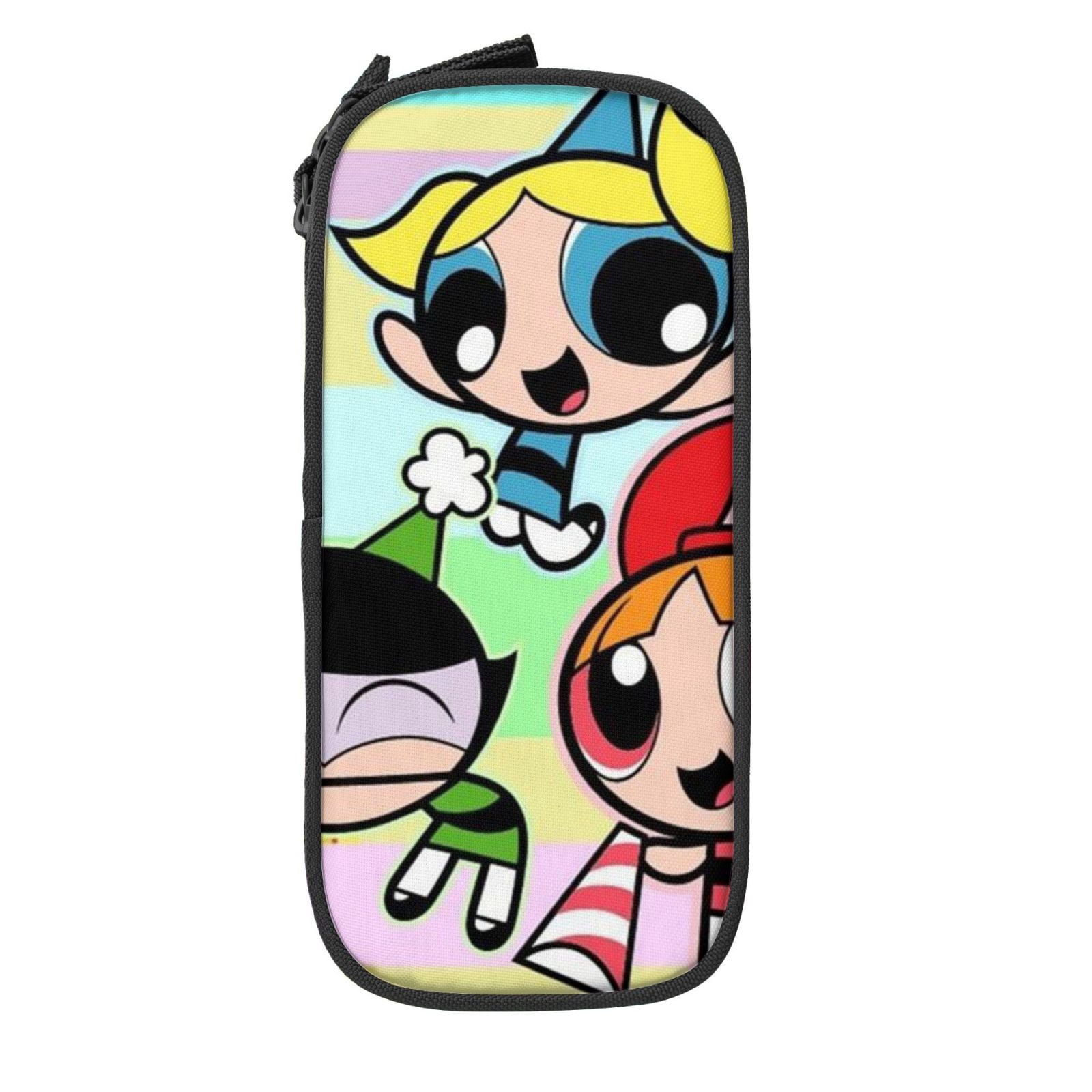 The Powerpuff Gi-rls Pencil Case Large Capacity Pencil Pouch Penbag Office Stationery Organizer Travel Makeup Bag Black