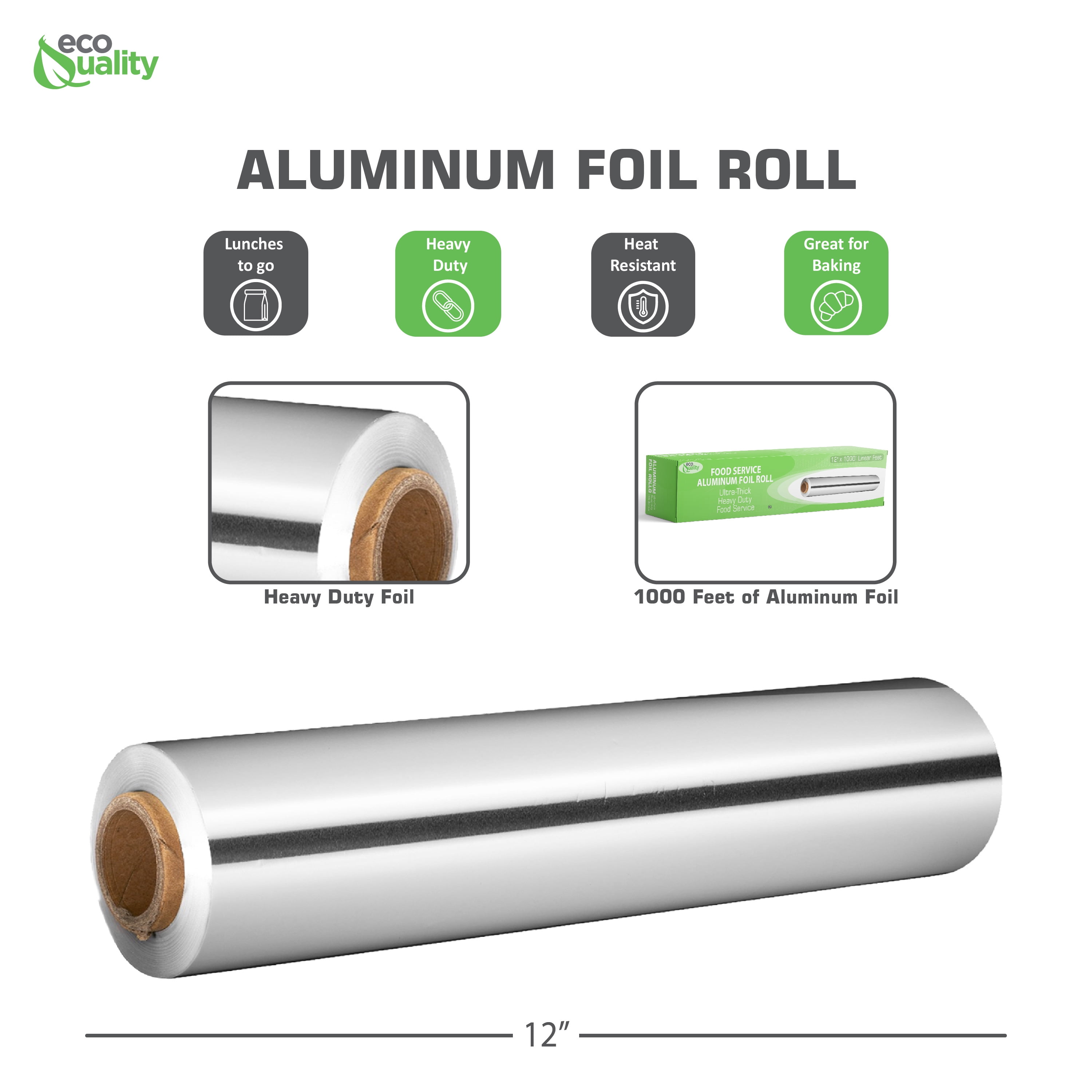 RW Base Foodservice Heavy-Duty Aluminum Foil Roll - 12 x 500' - 1 count box