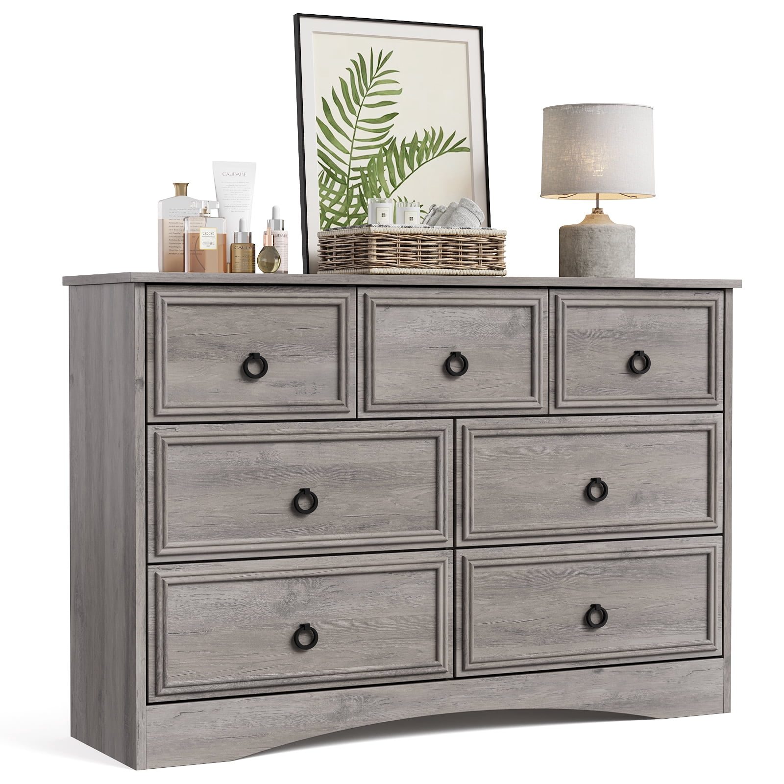 LGHM 7 Drawer Dresser, Modern Chest of Drawers for Bedroom Living Room, Gray
