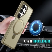 Magnetic Stand for Samsung Galaxy S26 Ultra Case, Fit for Magsafe, Military Grade Slim Protective Case with Rotatable Foldable Kickstand & Ring Holder, for Samsung Galaxy S26 Ultra - Khaki
