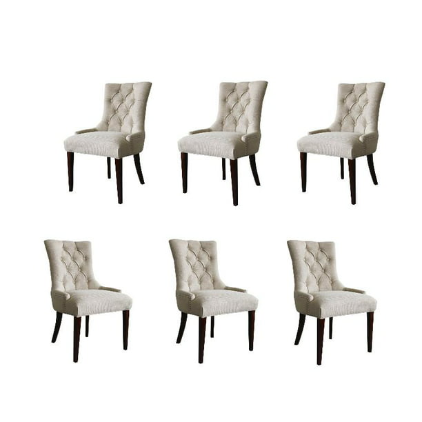 Set of 6 Beige Tufted Dining Chair   Walmart.  Walmart.com