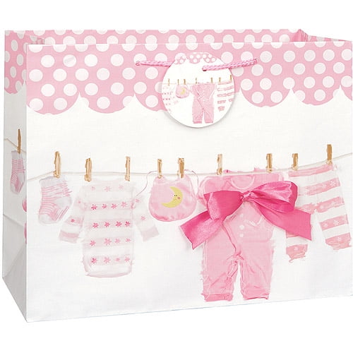Pink Clothesline Baby Shower Gift Bag 