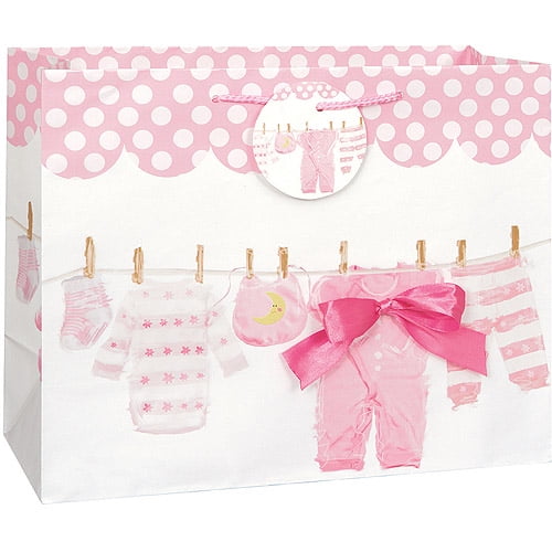 Pink Clothesline Baby Shower Gift Bag