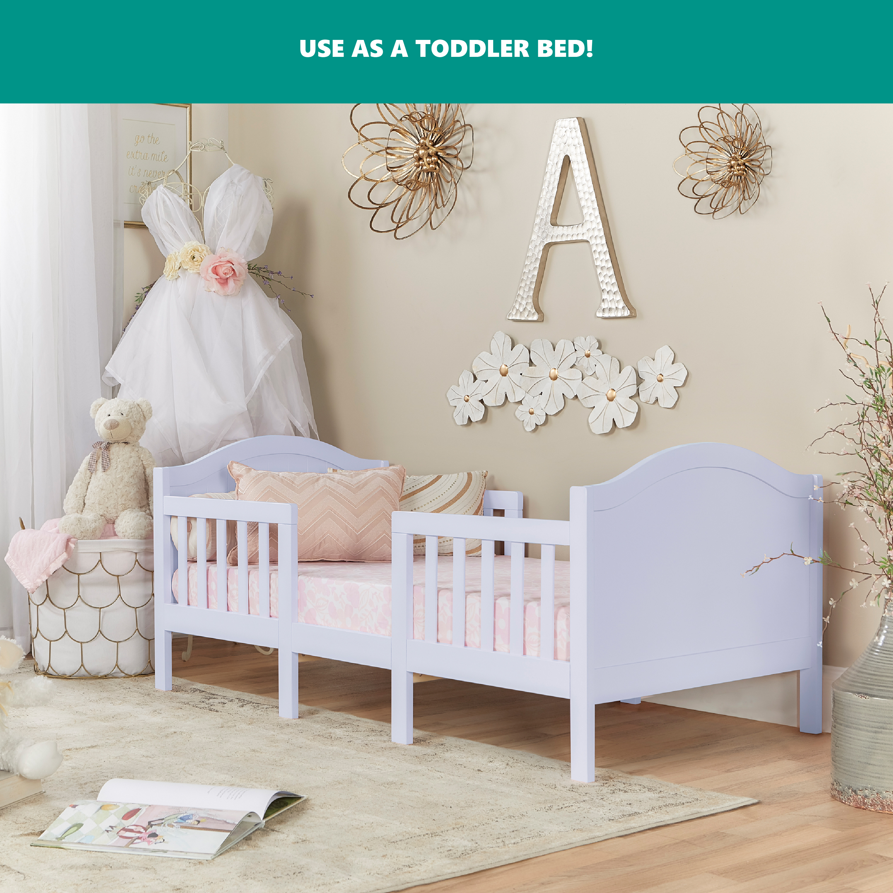 Dream On Me Portland 3 in 1 Convertible Toddler Bed, Lavender Ice - image 2 of 20