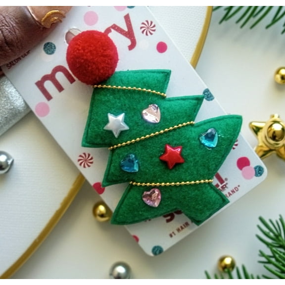 Scünci “Merry” Holiday Christmas Tree Hair Clip