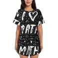thumbnail image 1 of Balery I love Math Conjunto de Pijama para Mujer con Estampado, Dos Piezas de Manga Corta y Shorts, Ropa de Dormir Suave con Cuello Redondo y Bolsillos-3X-Large, 1 of 6