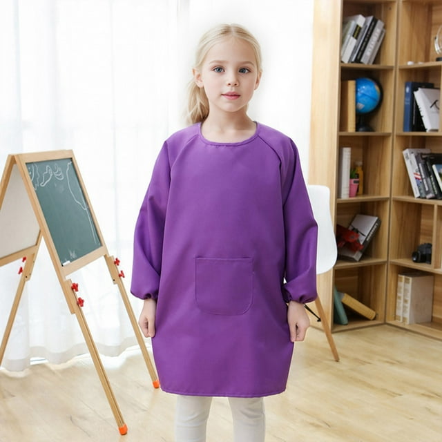 Tablier de Peinture à Manches Longues pour Artiste avec Poche Tenue d'Art pour Enfants Combinaison de Protection pour Bricolage pour Enfants