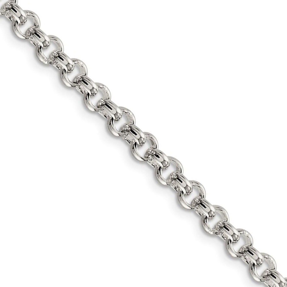 Center Design 7 Inch Sterling Silver 4 Strand Rolo Chain Bracelet 