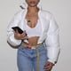 thumbnail image 1 of Abrigo corto de invierno para mujer, abrigo cálido con cuello levantado, chaqueta con capucha, prendas de vestir de invierno delgadas Fridja  po3066, 1 of 7