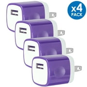 USB Wall Charger Adapter 1A/5V 4-Pack Travel USB Plug Charging Block Brick Charger Power Adapter Cube Compatible with Phone Xs/XS Max/X/8/7/6 Plus, Galaxy S9/S8/S8 Plus, Moto, Kindle, LG, HTC, Google
