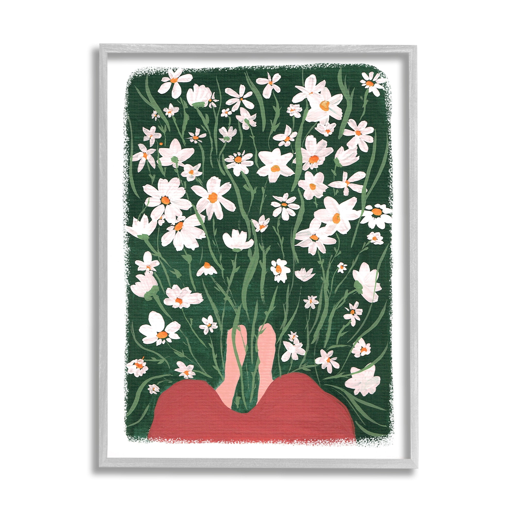 Stupell Industries Standing in Peaceful Flower Meadow Blooming Daisies Painting Painting Gray Framed Art Print Wall Art, Design by Birgit Maria Kiennast