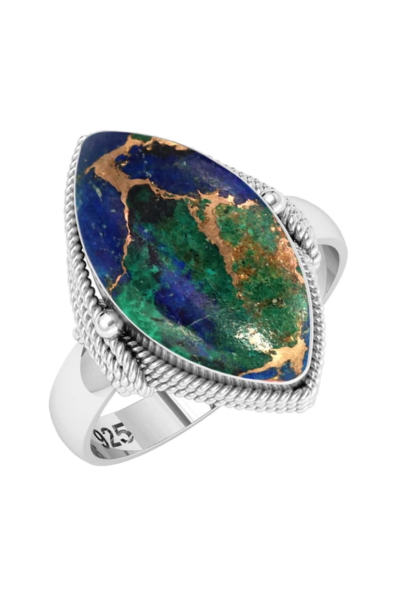 925 Sterling Silver Ring Natural Mohave Azurite Handmade Jewelry