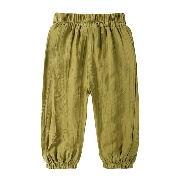 GBSYEWXS Toddler Child Boys Trousers Elastic Waist Full-Length Wide Leg Summer Fashion Army Green Pants Size 18 Months-24 Months