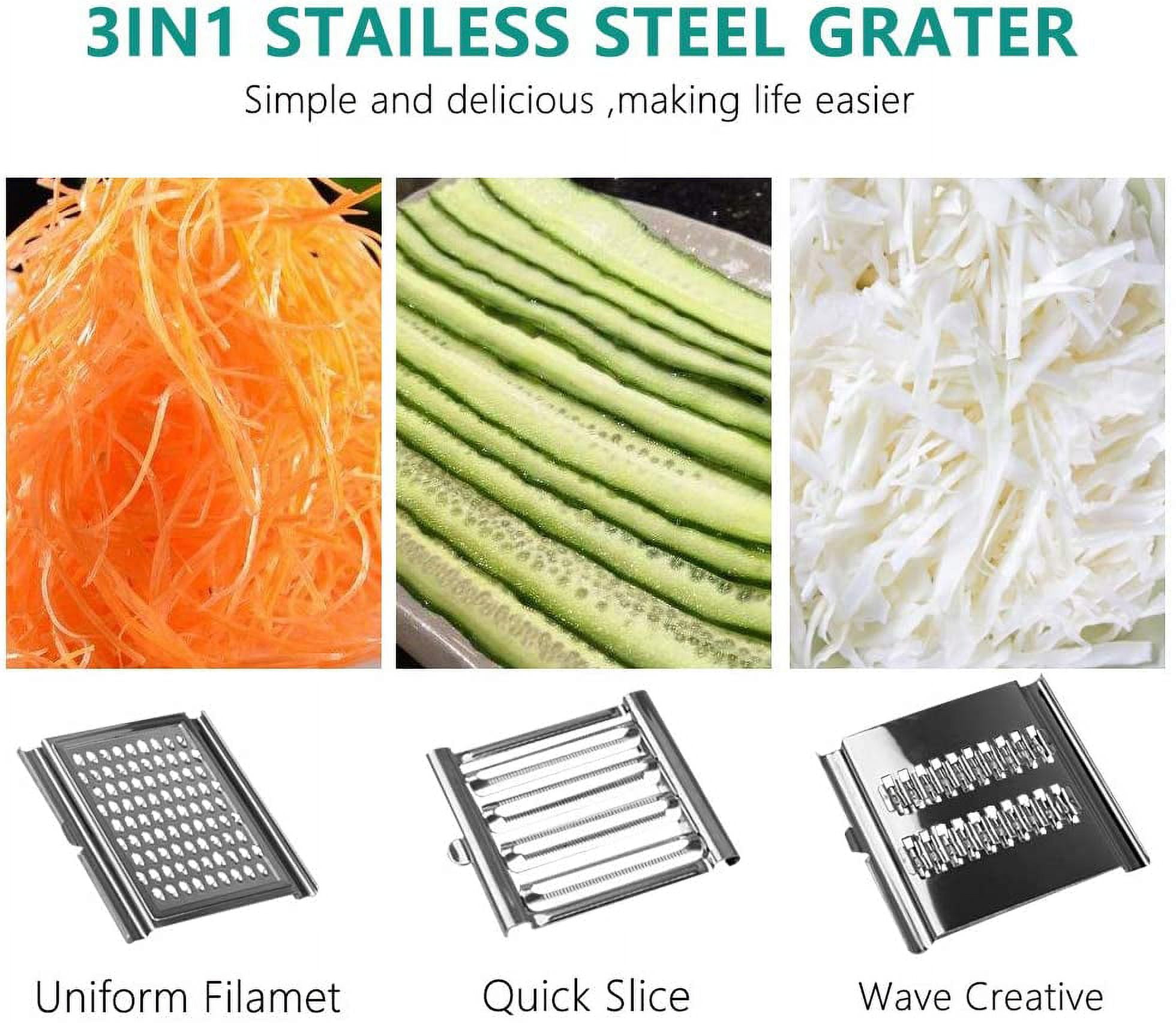 Nogis 4 in 1 Slice&GO,Multi-Purpose Vegetable Slicer, Stainless Steel Shredder Cutter Grater Slicer, Adjustable Kitchen Tool for Vegetable Fruits