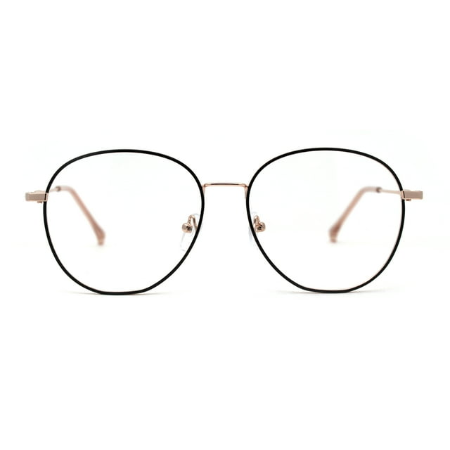 90s Large Round Optical Quality Metal Rim Blue Light Flitering Computer Glasses Rose Gold Black