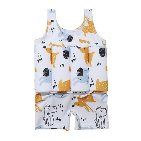 

GYRATEDREAM 2-6Y Kid Boy Girl Cute Dinosaur Fox One Piece Sleeveless Float Suit Swimsuit Buoyancy Swimwear