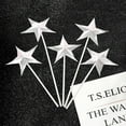 thumbnail image 2 of FRCOLOR 60pcs Silver 3D Star Cake Picks Aluminium Foil Paper Party Cupcake Topper for Birthday Decor, 2 of 8