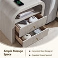 thumbnail image 5 of Keywhat Fluted Nightstand with Charging Station, Modern End Table with 2 Drawers and Metal Handles for Bedroom/Living Room, Alder White, 5 of 6
