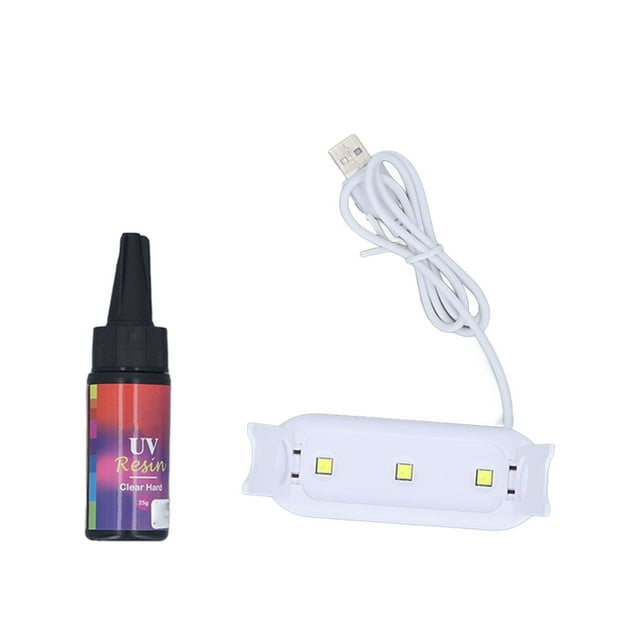 Kit de resina UV Lámpara de curado Juego de pegamento UV de 25 g para hacer joyas Fundas de teléfono Fabricación de manualidades para principiantes Etiqueta roja