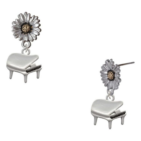 Delight Jewelry Silver-tone Piano – Two-tone Daisy Flower Post Earrings Delight Jewelry Silver-tone Piano – Two-tone Daisy Flower Post Earrings