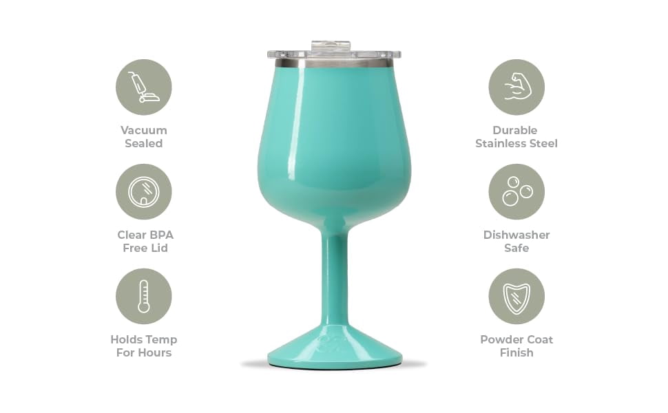 ORCA Vino 15oz | Temperature Insulated Mug, Vacuum Sealed Stainless Steel Wine Glass with Lid, Cup Keeps Drinks Ice Cold or Hot — Pearl
