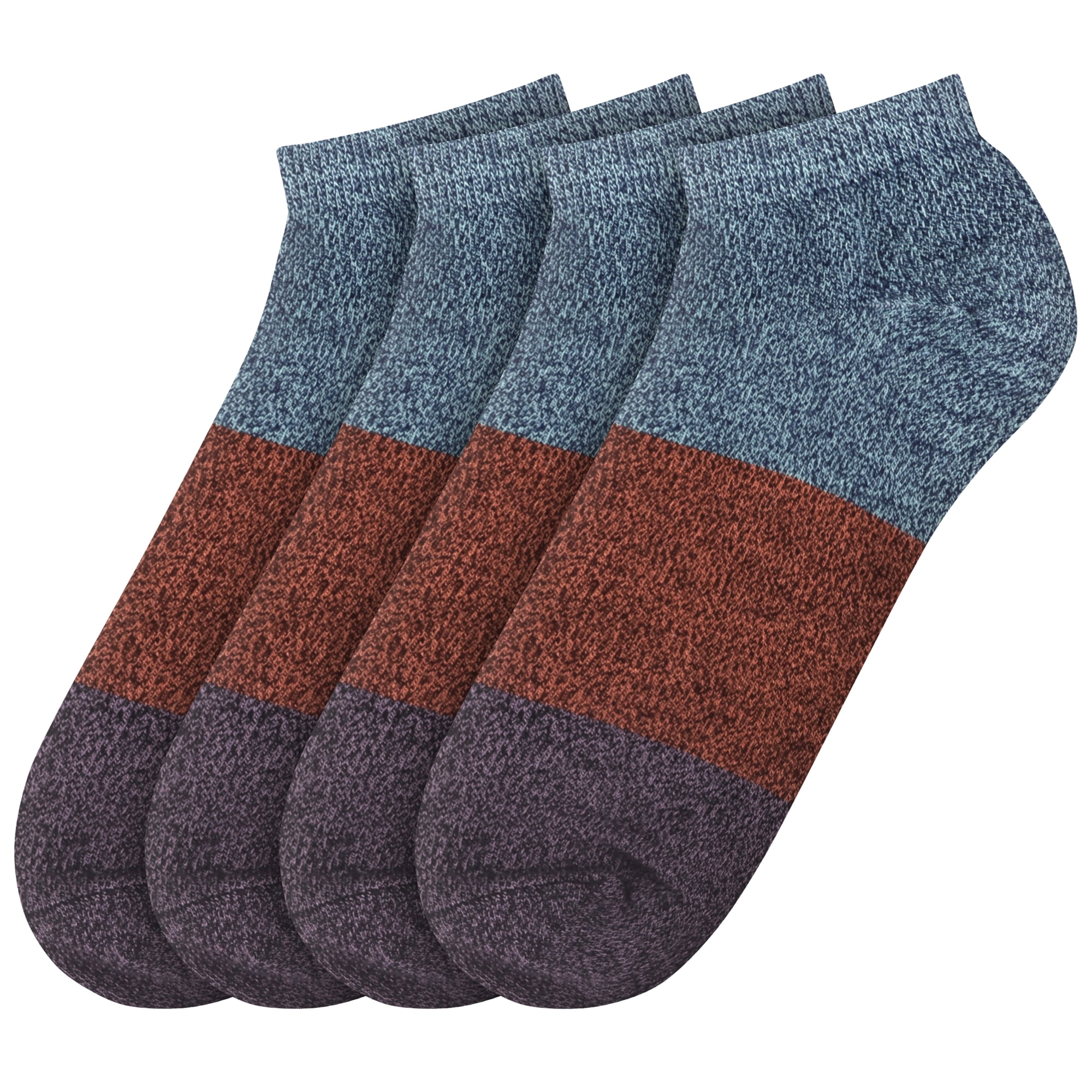 BambooMN Unisex Rayon from Bamboo Classic Casual Ankle Socks - Blue Red Purple - Medium - 4 Pairs