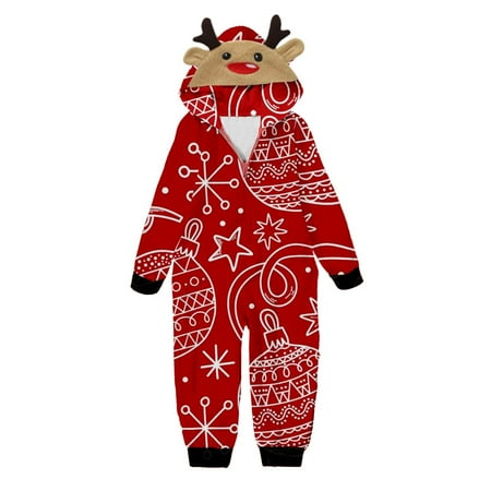 

Family Photo Outfits Jumpsuit Cute Big Headed Deer Print Plaid Long Sleeve Romper Soft Casusal Holiday Sleepwear Family Gathering Casual Pajamas Set Red 7 yaers - 8 yaers