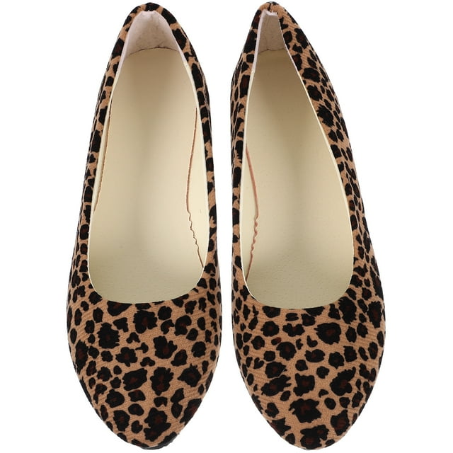 WORGEOUS Zapatos de leopardo de moda zapatos de tacón plano Ocio para mujeres damas (leopardo de color caqui, talla 40)