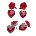 thumbnail image 1 of EeaseMX 2 pares de pendientes con forma de corazón de amor, pendientes de flores de moda, joyería para fiestas, 1 of 7