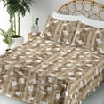 thumbnail image 3 of Ambesonne Floral Design Fitted & Flat Sheet with Shams 4 Pcs Set, Autumn Flowers Beige, King, White Umber Pale Camel, 3 of 5