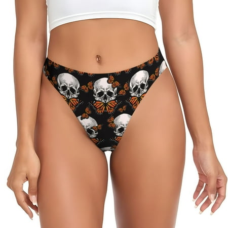 Thongs for Women - Butterfly skull No Show Seamless Womens Thongs Underwear  Breathable G String Thongs for Women  Ladies Stretch Low Rise Thong Bikini Panties Briefs