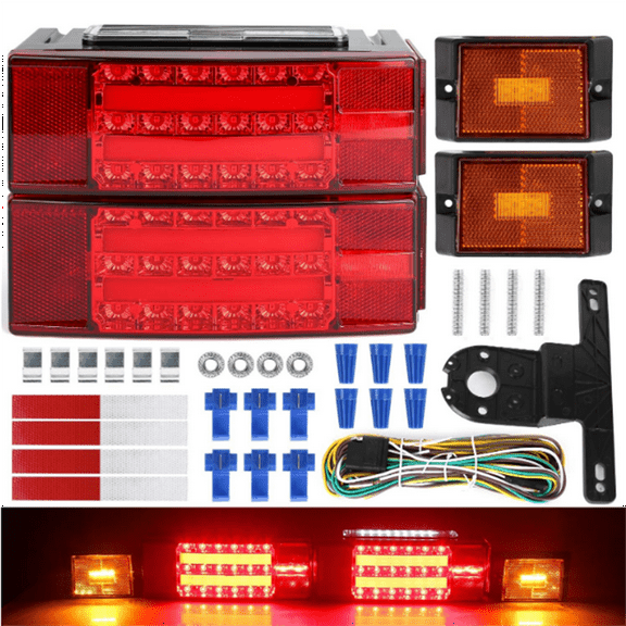 New Submersible LED Trailer Light Kit, Super Bright Brake Stop Turn Tail License Lights for Camper Truck RV Boat Snowmobile Over 80" Inches