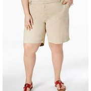 Tommy Hilfiger Womens Hollywood Mid Rise Business Casual Chino Shorts, Beige, Plus Size, 18W