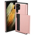 thumbnail image 7 of Dteck Case for Samsung Galaxy S22 Ultra,Shockproof Wallet Card Slot Holder Pocket Slide Slim Fit Dual Layer Soft TPU Hard PC Hybrid Protective Back Cover for Galaxy S22 Ultra 5G, Rosegold, 7 of 7